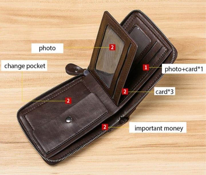 Premium Men's Leather Wallet – Compact Zip Around Wallet with Card Slots