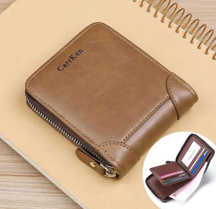 Premium Men's Leather Wallet – Compact Zip Around Wallet with Card Slots