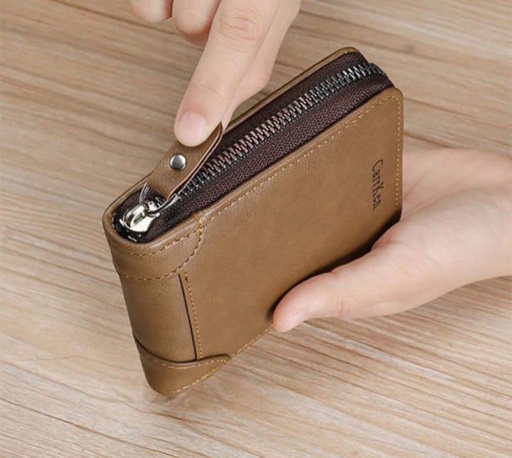 Premium Men's Leather Wallet – Compact Zip Around Wallet with Card Slots