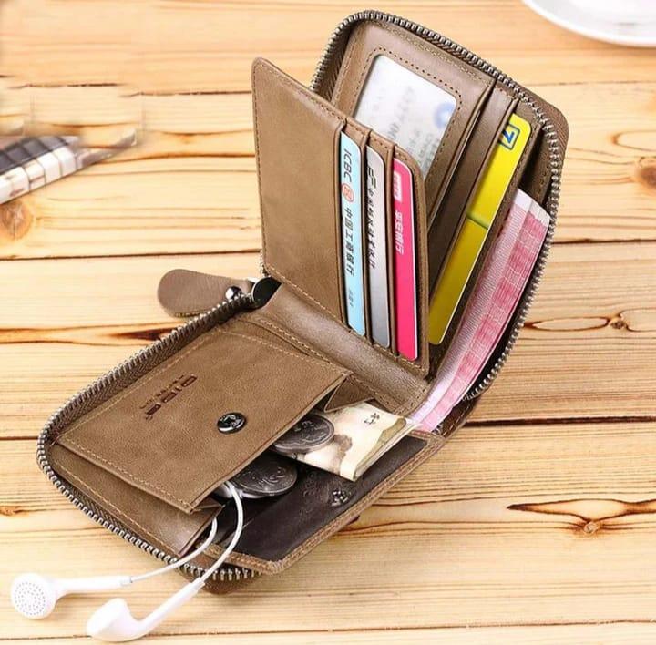 Premium Men's Leather Wallet – Compact Zip Around Wallet with Card Slots