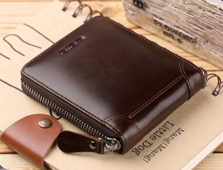 Premium Men's Leather Wallet – Compact Zip Around Wallet with Card Slots