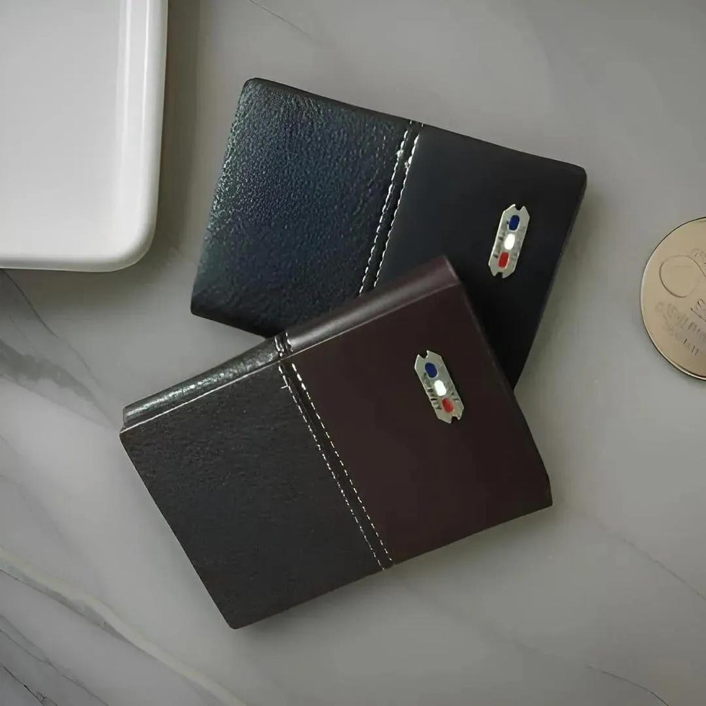 BaleBaily Dual-Tone Stitch Detail Trifold Men's Leather Wallet