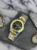 Two-Tone Men's Luxury Watch – Rose Gold & Silver, Black & White Dial, Date Display