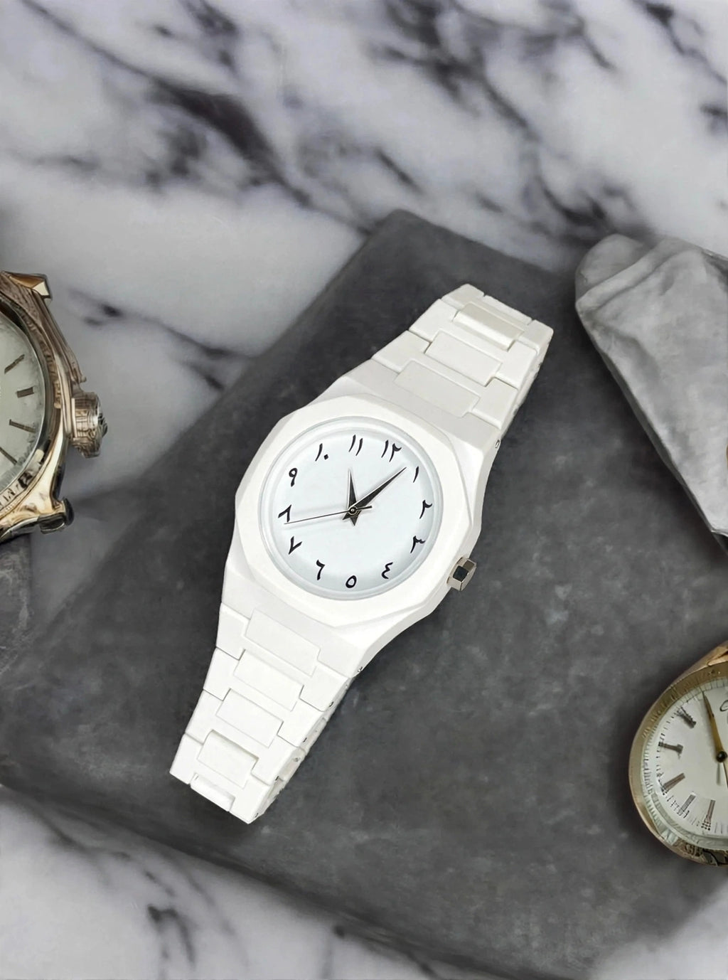 Classic White Face Oversized Watch | Arabic Numerals 1–12 | Men's Wristwatch