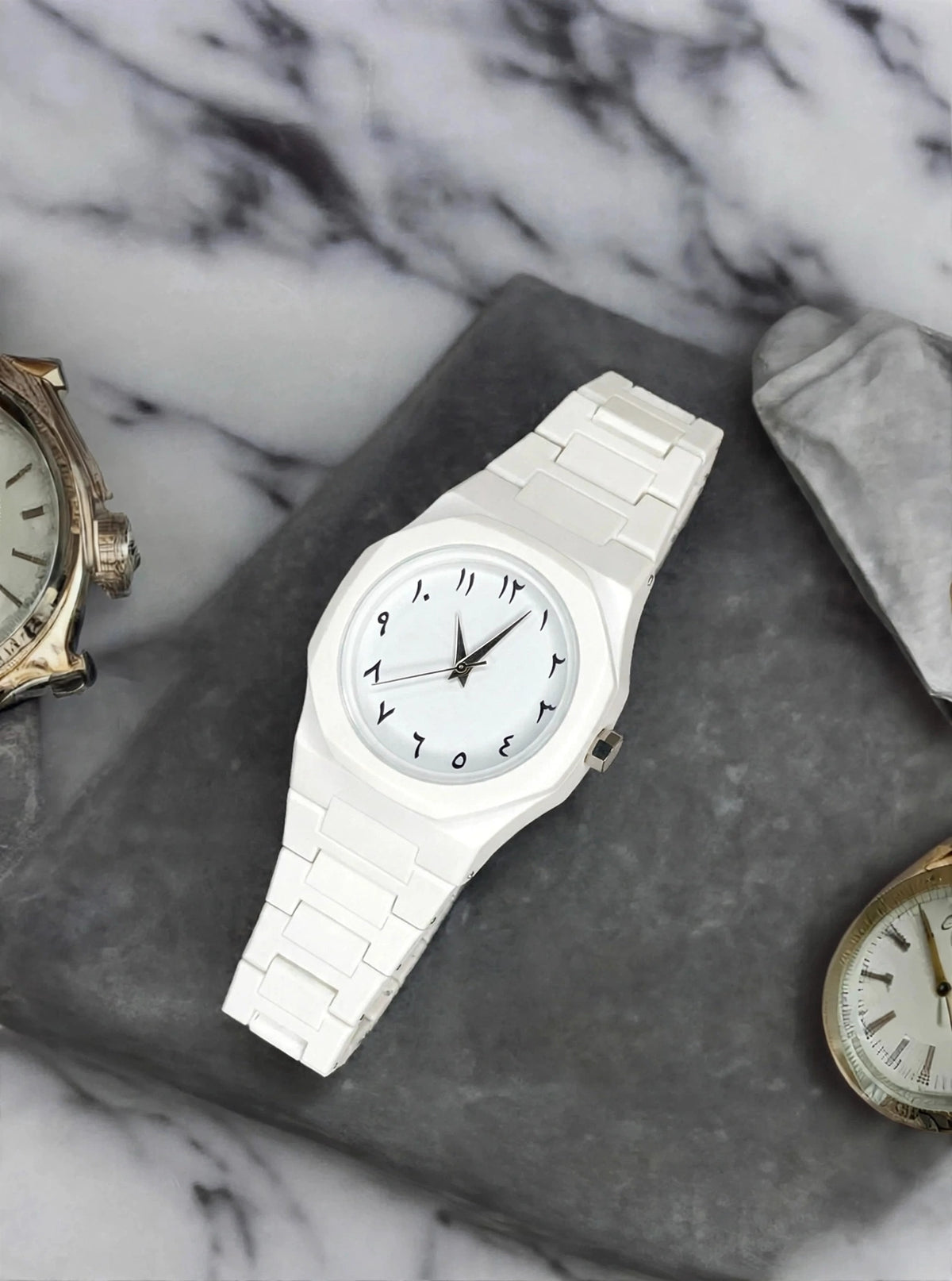Classic White Face Oversized Watch | Arabic Numerals 1–12 | Men's Wristwatch