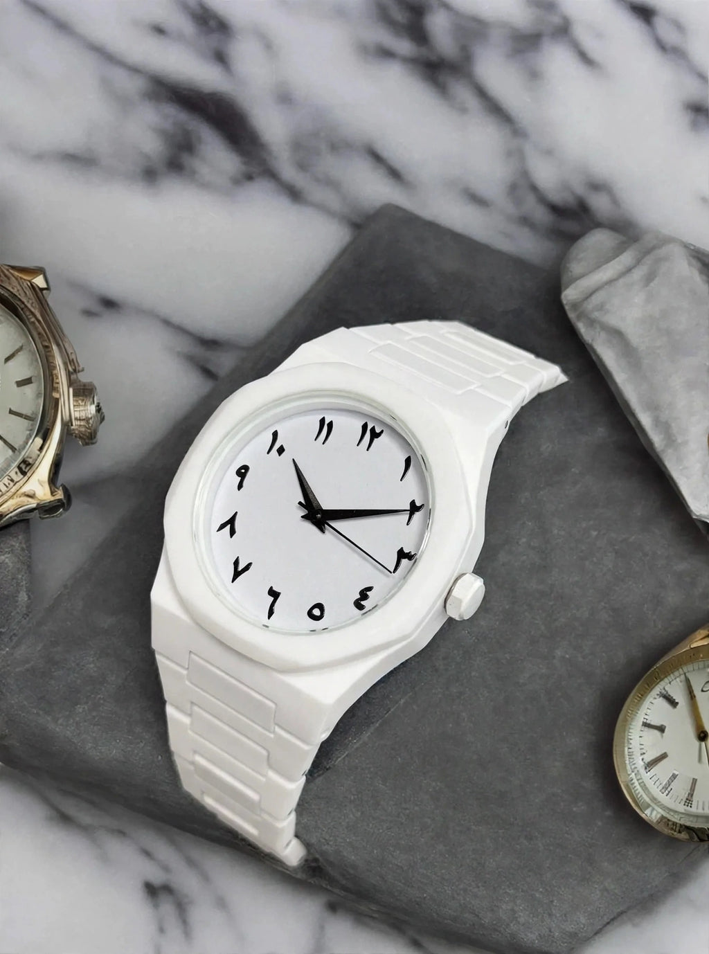 Classic White Face Oversized Watch | Arabic Numerals 1–12 | Men's Wristwatch